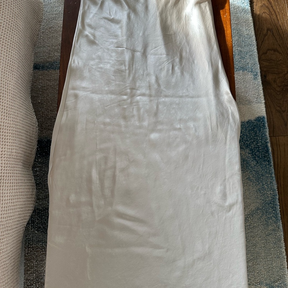 Quince Cream Satin Midi Skirt - Picture 2 of 5